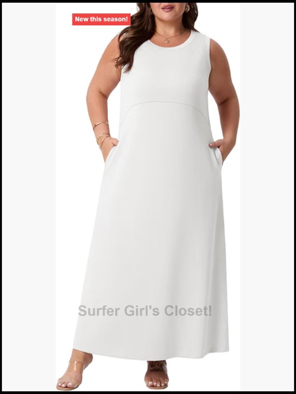 Plus Size Maxi Dress for Women Sleeveless Tank Sundress with Pockets Casual